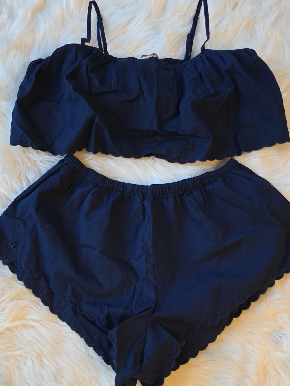 Noir Navy Blue Eyelet Cami Set SIZE XS